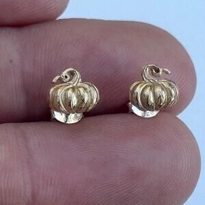 Bronze Pumpkin Post Earrings with Sterling Silver Posts and Backs